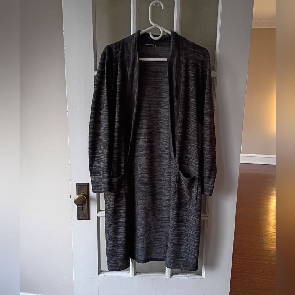 David Cline Gray Casual Long Sleeve Open Duster Size Small